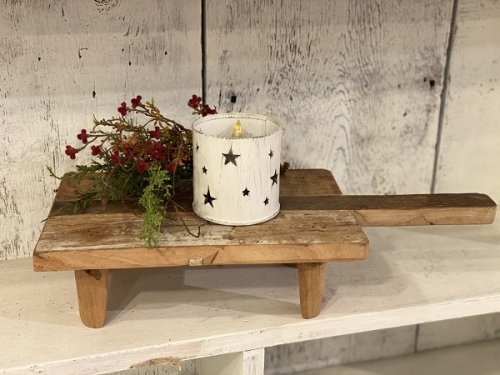 VOTIVE CANDLE HOLDER WHITE WASH METAL FINISH